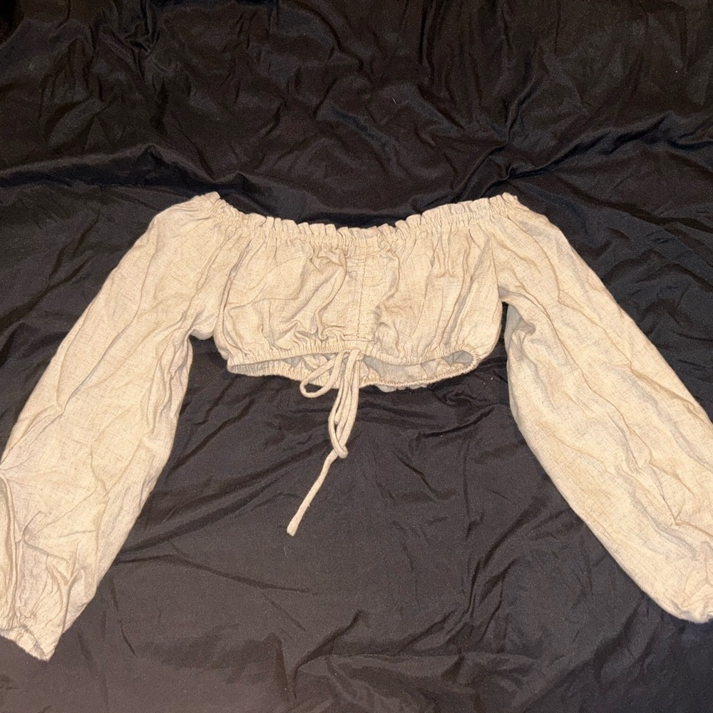 Adika Off-Shoulder Beige Crop Top